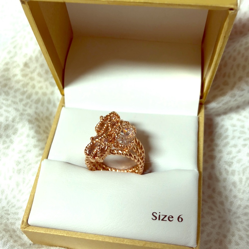 NWT Rose Gold CharterClub stone metal wrapped ring - Picture 1 of 8
